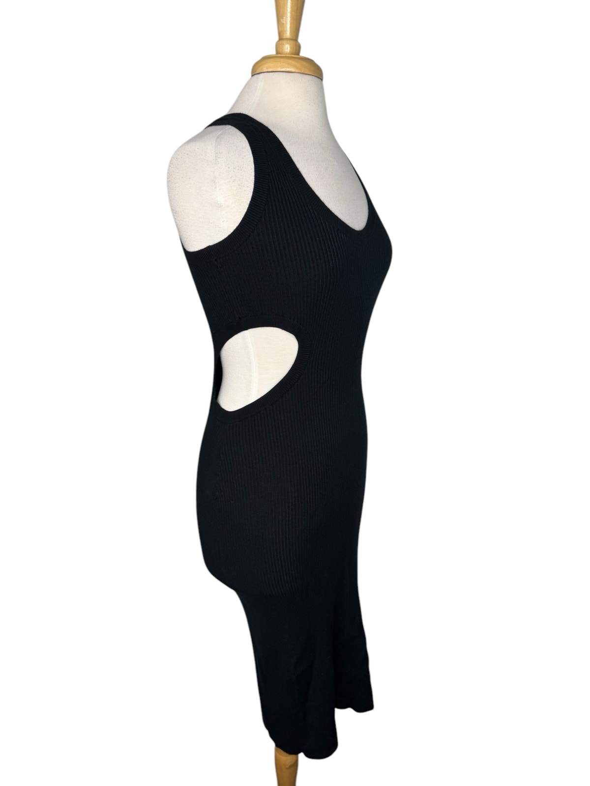 Abercrombie & Fitch Ribbed Knit Cutout Midi Dress In Black Size Medium Sweater